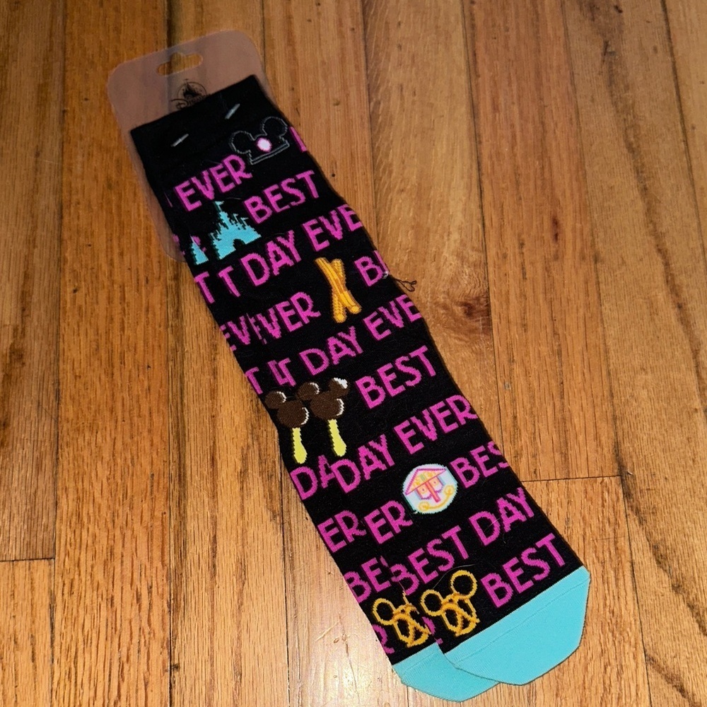 Disney Black and Pink 'Best Day Ever' Socks with Colorful Accents